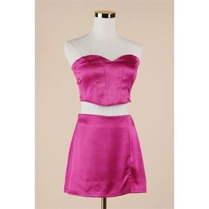 Sz S Altar’d State Fuschia Tube Top & Mini Skirt Set EUC